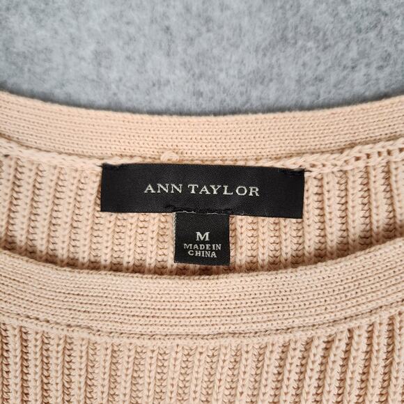 Ann Taylor Sweater Size Medium Peach Lace Hem - Picture 5 of 11